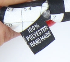 The Tie Studio Men's Black White Geometric Slim Tie