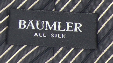 Mens BAUMLER Black Striped 100% Silk Tie