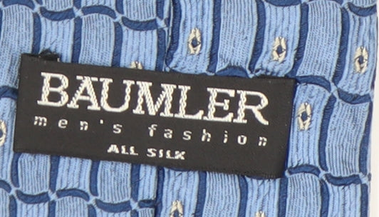 Mens Baumler Blue Geometric 100% Silk Tie
