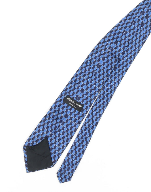 Pierre Cardin Blue Silk Plaid Tie for Men