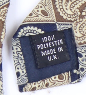 Jacques Estier Men's Beige Blue Paisley Polyester Tie