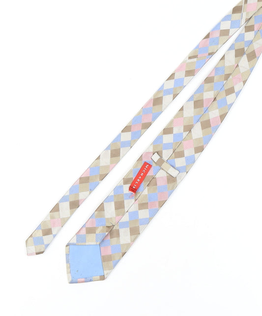 Michaelis Men's Plaid Silk Tie in Beige, Blue, Pink