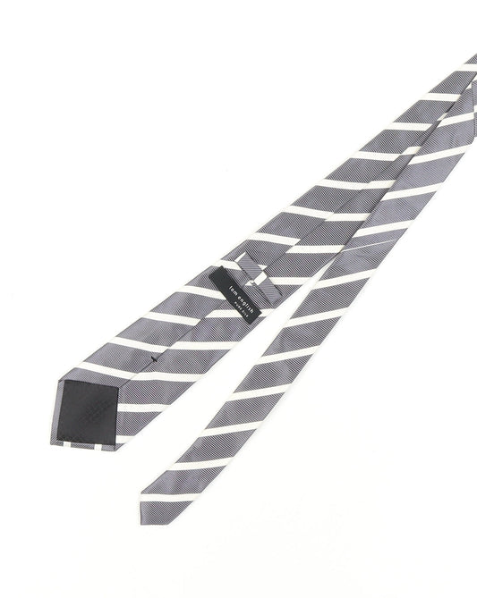 Tom English Men's Grey Striped Slim Tie One Size