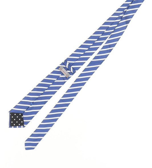 Mens Jeff Banks Blue Striped 100% Silk Tie