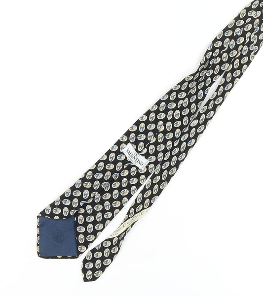 Valentino Men's Geometric Silk Tie in Black, Beige, Blue