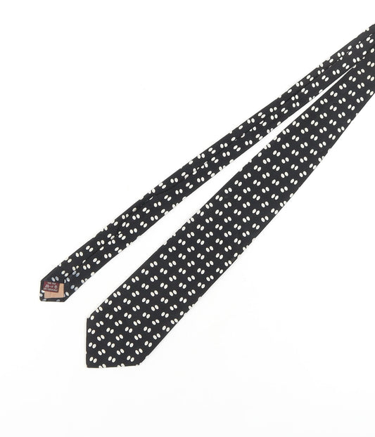 Marco Pascali Men's Black Silk Polka Dot Tie, Handmade