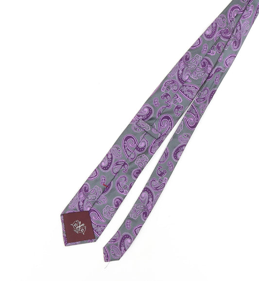 Marks and Spencer Purple Paisley Silk Tie for Men