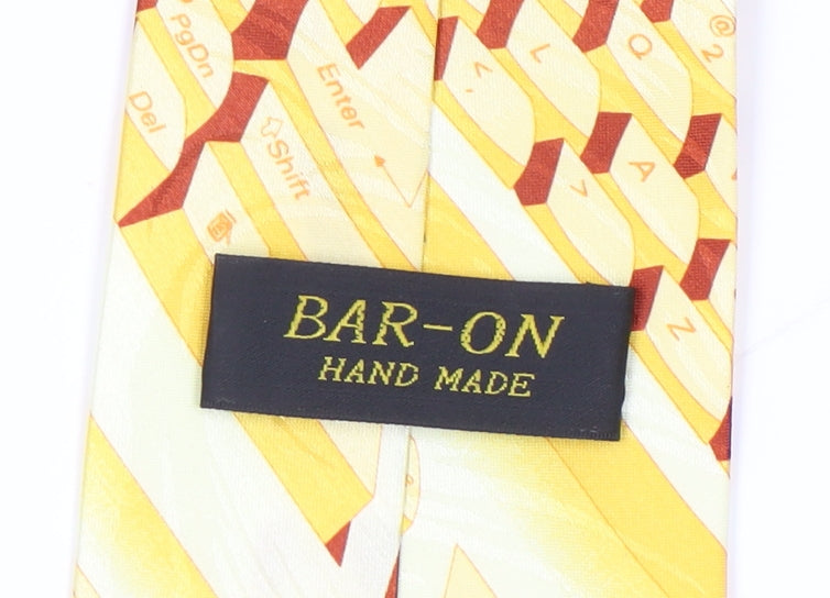BAR-ON Men's Yellow Geometric Silk Slim Tie