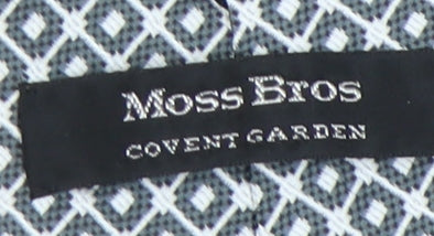 Moss Bros Men's Grey Geometric Silk Tie