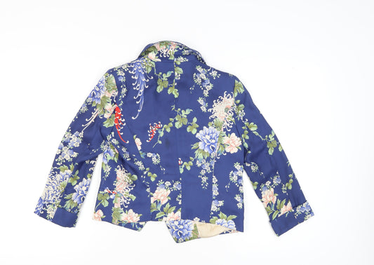 Zara Women's Blue Floral Blazer Jacket Size S