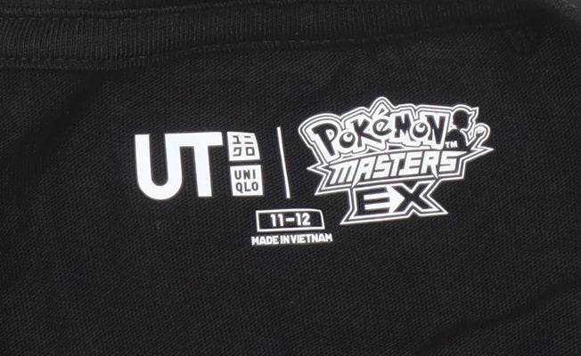 Uniqlo Pokémon Black Anime T-Shirt, Size 11-12, Cotton