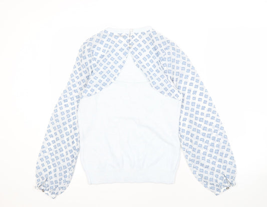 Mint Velvet Women's Blue Geometric Knit Pullover Jumper S