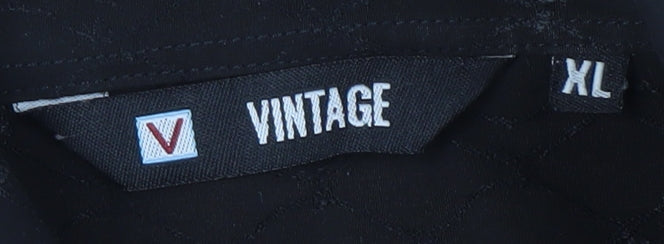 Vintage Men's XL Black Button-Up Shirt