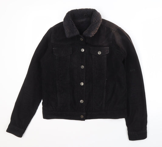 Womens UK Size 8 Topshop Black Bomber Jacket