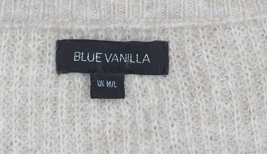 Womens UK Size M/L Blue Vanilla Beige Pullover Jumper