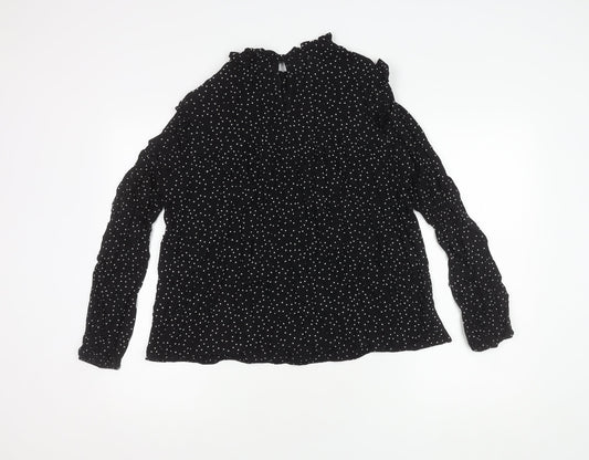 New Look Women's Black Polka Dot Top Size 16