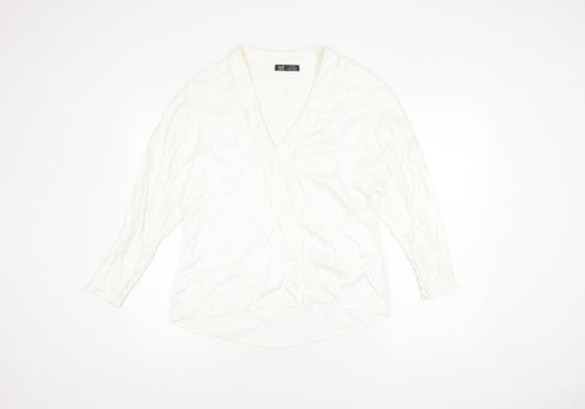 Womens UK Size M Zara White Wrap Blouse