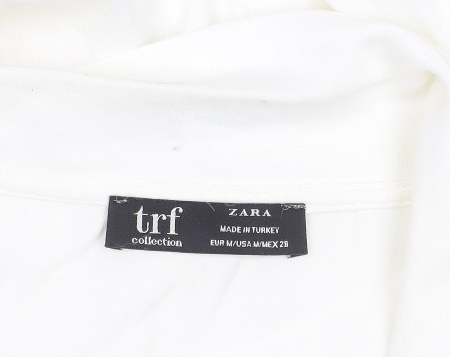 Womens UK Size M Zara White Wrap Blouse