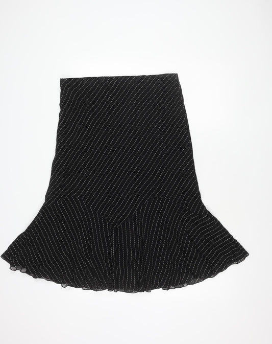 Marks and Spencer Women Black Striped Knee Length Skirt