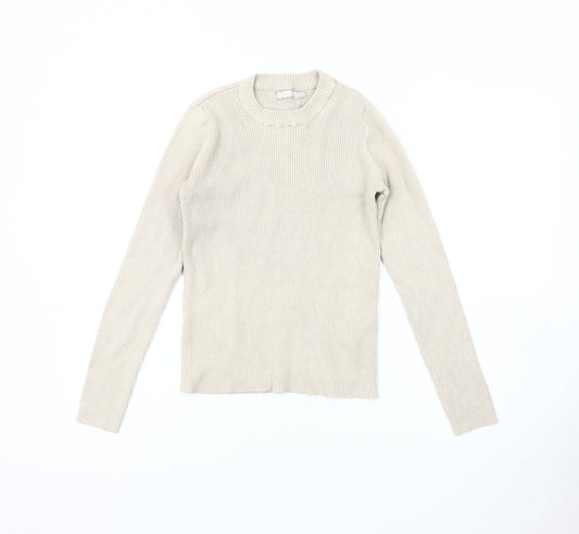 Womens UK Size S Pieces Beige Pullover Jumper