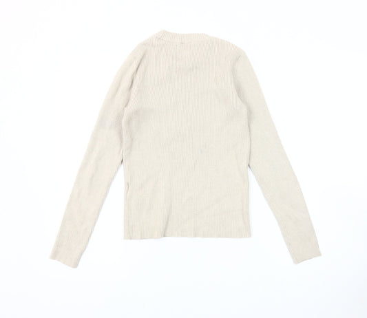Womens UK Size S Pieces Beige Pullover Jumper