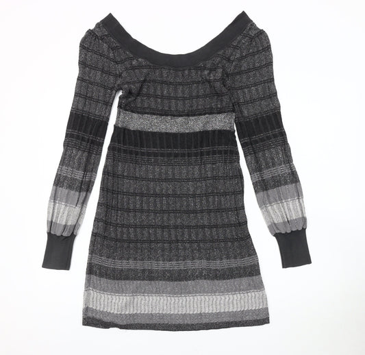 Oasis Women's Black Striped Knit Dress Size S