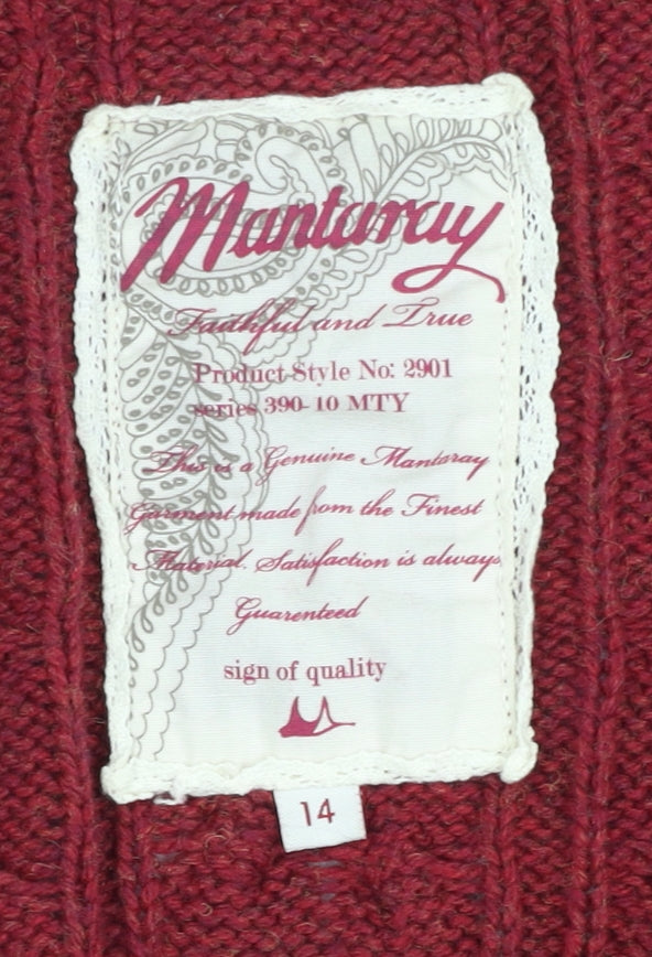 Womens UK Size 14 Mantaray Red Cardigan Jumper