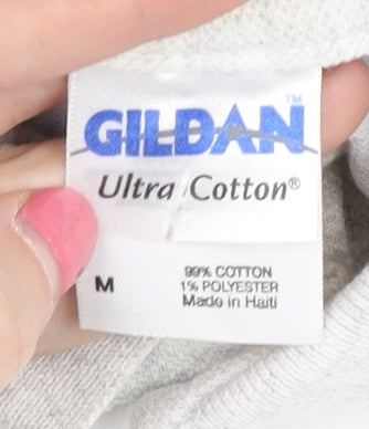 Gildan Men’s Grey Polo with Graphic Print, Size M