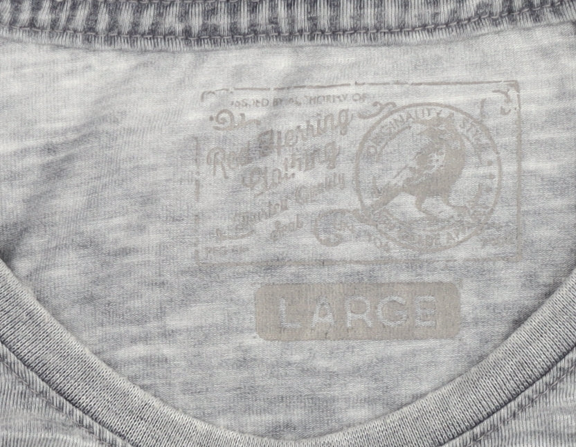 Red Herring Men's Grey T-Shirt L Crew Neck Short Sleeve