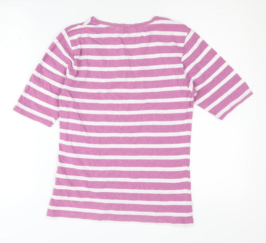 b.young Women's Pink Striped T-Shirt Medium