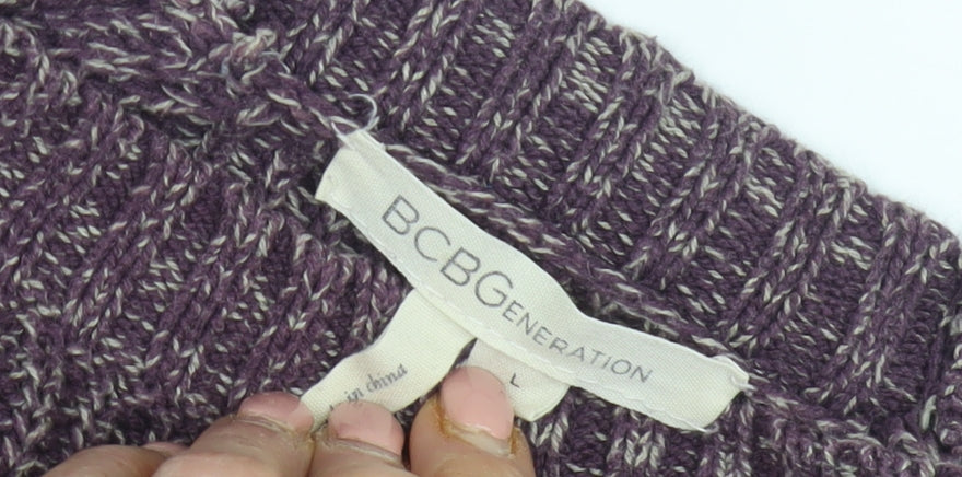 Close-up detail of BCBGeneration Women's Purple Chunky Knit Jumper, L
