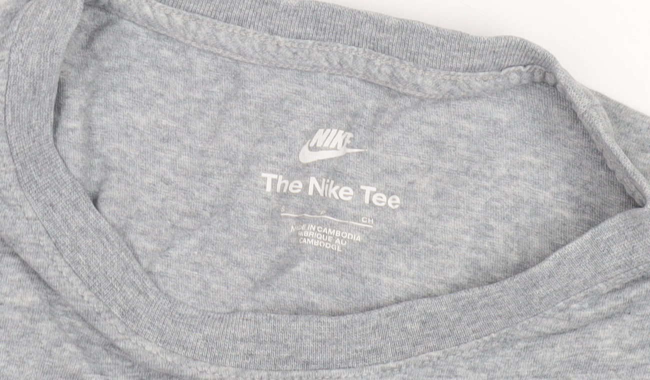 Nike Men's Grey Logo T-Shirt, Size S, Short Sleeve, Crew Neck