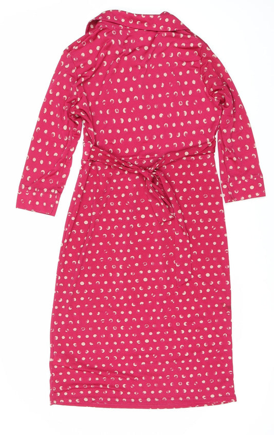 Per Una Women's Pink Polka Dot Shirt Dress Size 10