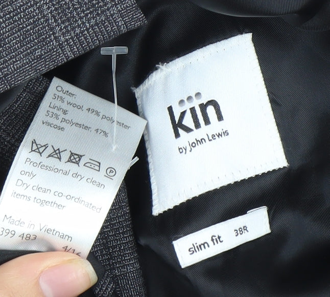 Kin by John Lewis Grey Slim Fit Blazer 38R Check