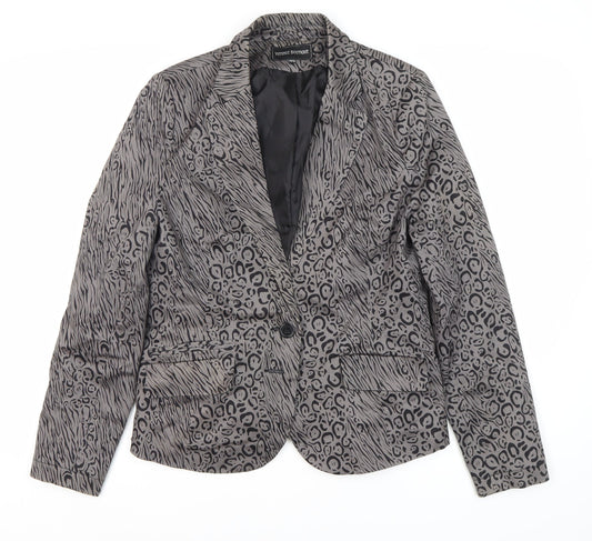 Vintage Boutique Women's Grey Animal Print Blazer Size 12