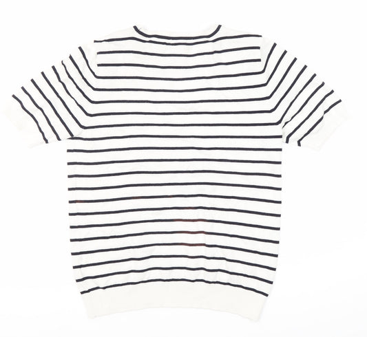 H&M Women's White Striped T-Shirt - Size S