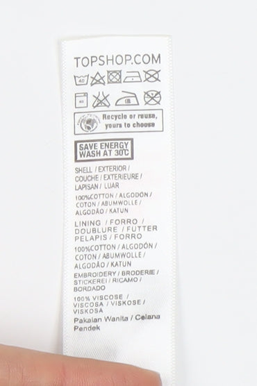 Topshop Women's White Floral Embroidered Playsuit Size 6