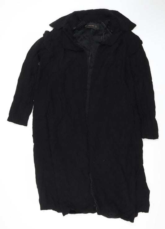 Womens UK Size XS Zara Basic Black Overcoat