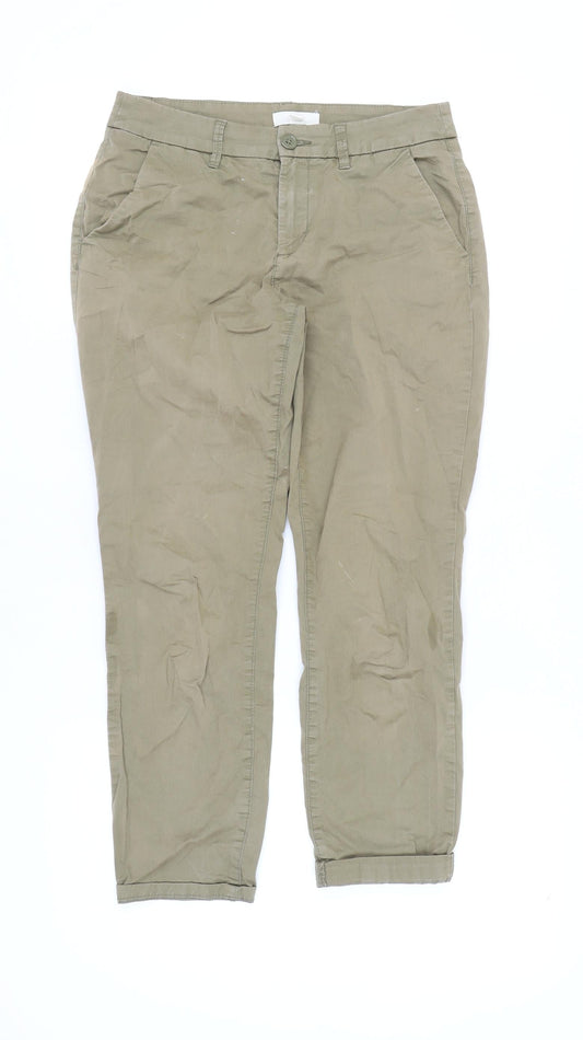 Womens UK Size 8 H&M Regular Fit Chino Green Trousers