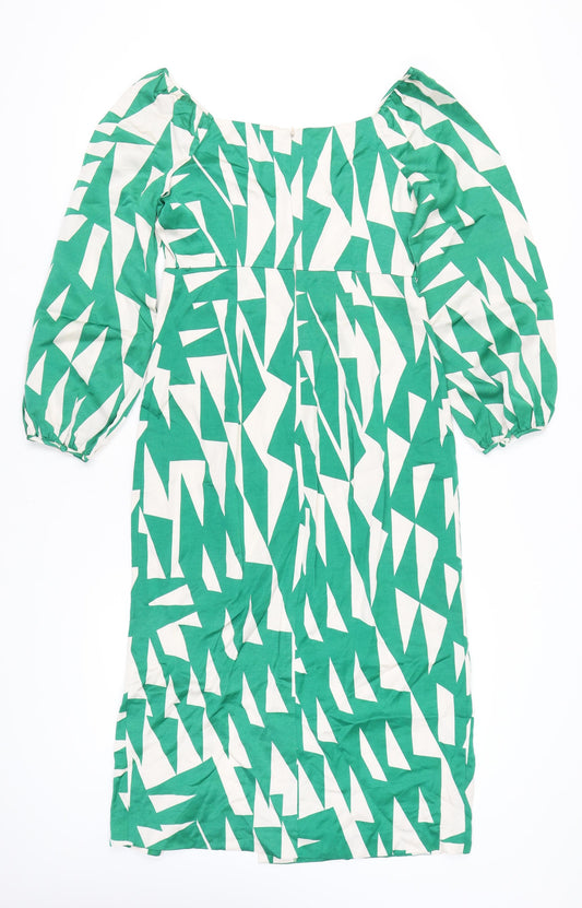 Mint Velvet Women's Green Puff Sleeve Dress Size 10