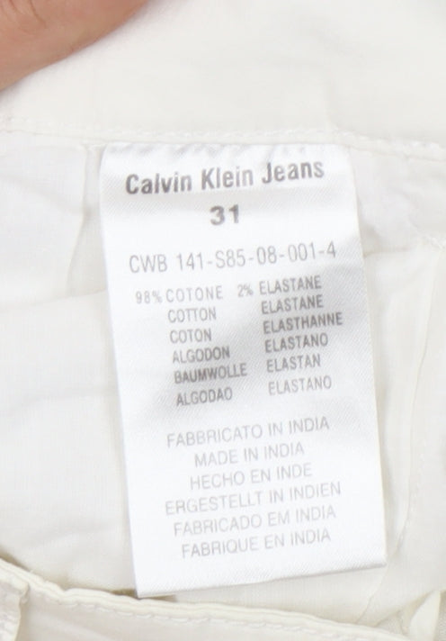 Calvin Klein Women's Ivory Cotton Trousers, Size 31