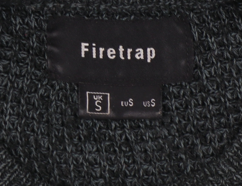 Firetrap Men's Black Pullover Jumper, Size S, Crew Neck