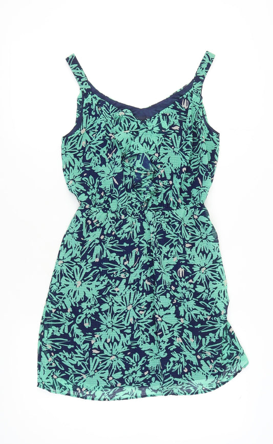 Gap Women's Blue Green Floral Slip Dress S