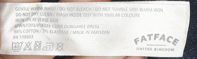 Fat Face Women's Blue Denim Dungaree Dress Size 8