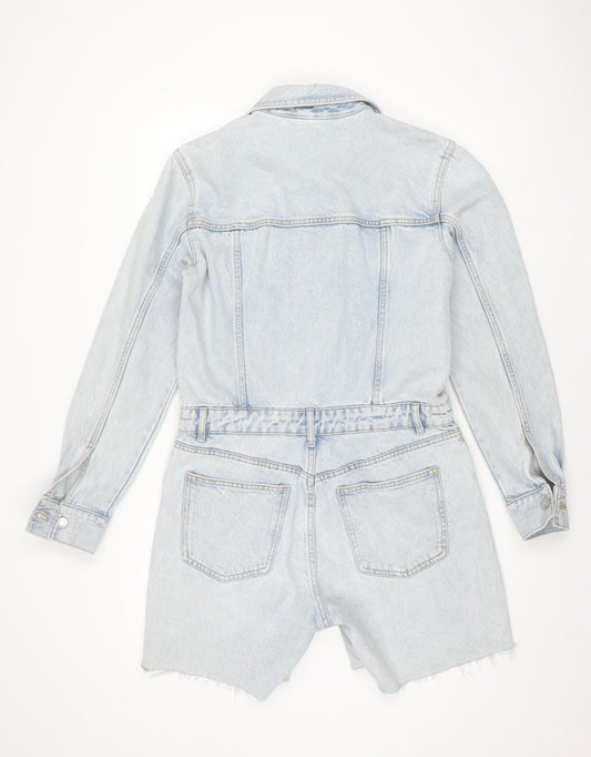 Zara Women's Blue Denim Playsuit, Size 12, Casual