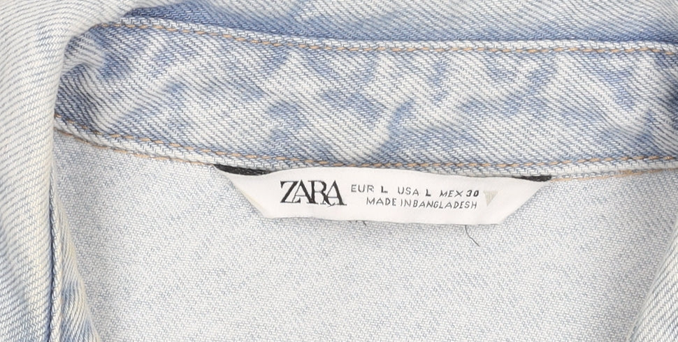 Zara Women's Blue Denim Playsuit, Size 12, Casual