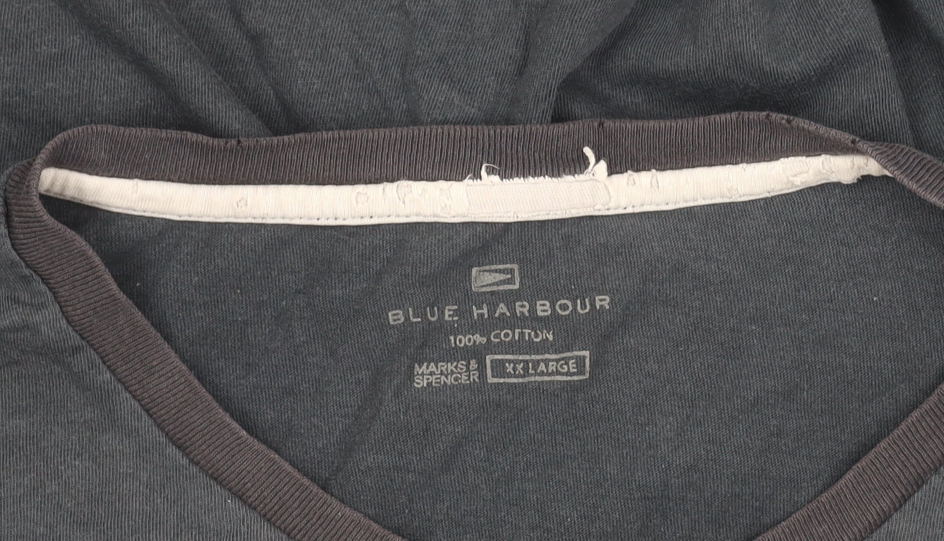 Marks and Spencer Men's Black XX Large Henley T-Shirt