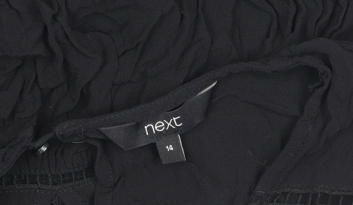 Womens UK Size 14 NEXT Black Cropped Blouse