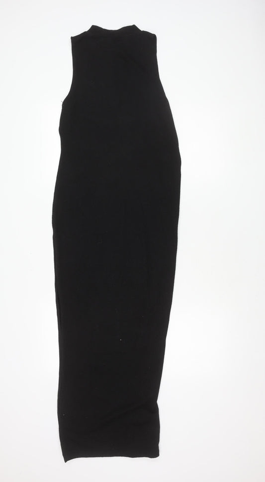 Pull&Bear Women's Black Sleeveless Mock Neck Dress