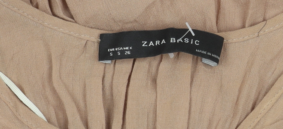 Womens UK Size 8 Zara Basic Beige Basic Tank